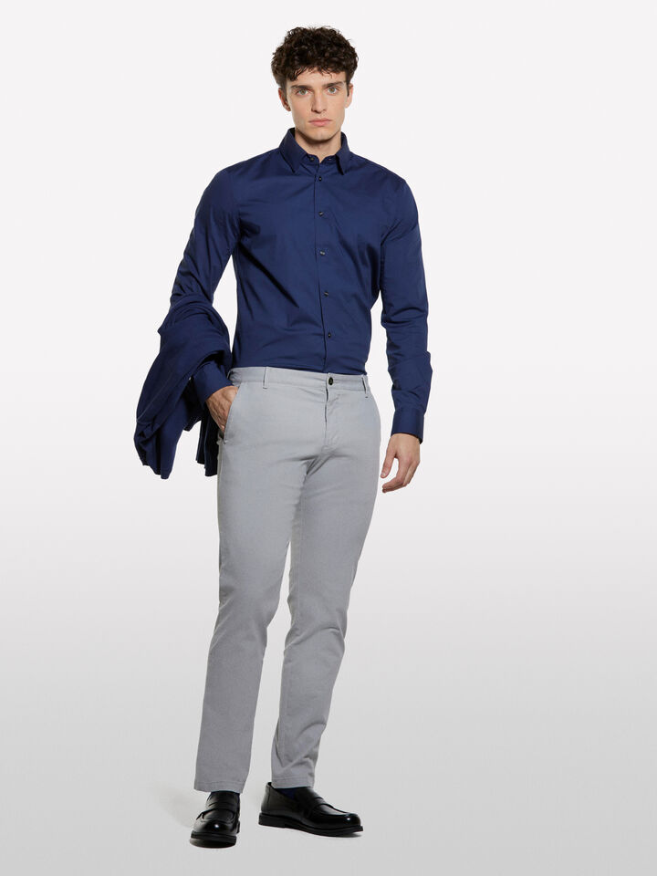 Blue slim fit shirt  - men's slim fit shirts - Dark Blue | Sisley image number 1